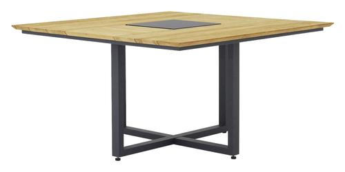 GARTENTISCH Holz, Metall Graphitfarben, Teakfarben - Graphitfarben/Teakfarben, Design, Holz/Metall (140/140/75cm) - Zebra Süd