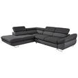 ECKSOFA in Webstoff Schwarz, Dunkelgrau  - Dunkelgrau/Schwarz, Design, Textil/Metall (235/280cm) - Hom`in