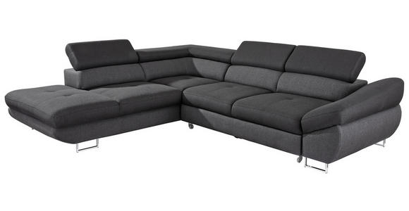 ECKSOFA in Webstoff Schwarz, Dunkelgrau  - Dunkelgrau/Schwarz, Design, Textil/Metall (235/280cm) - Hom`in