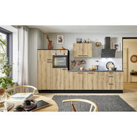 KÜCHENBLOCK PN 100 330 cm  in Graphitfarben, Eichefarben  - Eichefarben/Schwarz, Design, Holzwerkstoff/Metall (330cm) - Pino