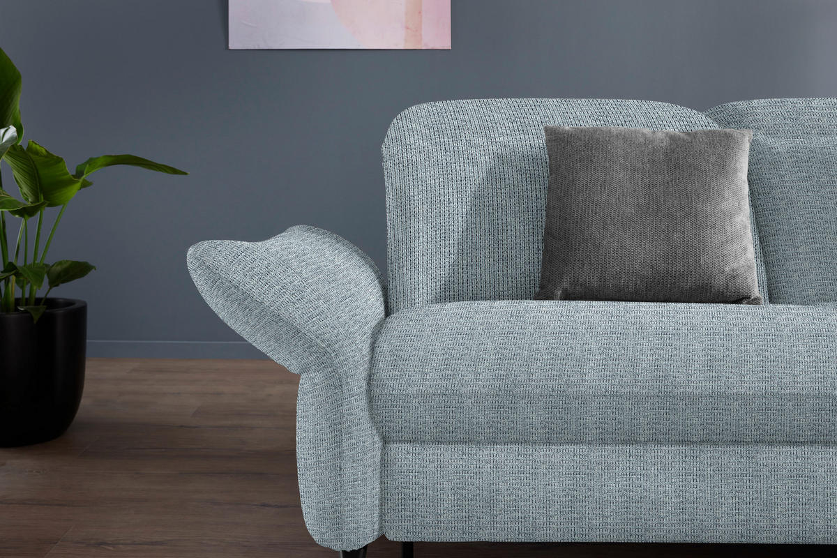 ECKSOFA in Flachgewebe Hellblau  - Schwarz/Hellblau, Design, Textil/Metall (299-313/233cm) - Dieter Knoll