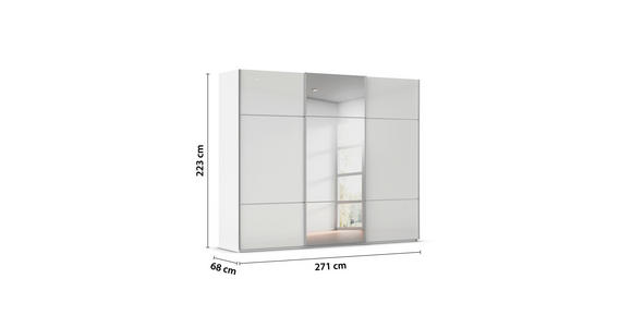 SCHWEBETÜRENSCHRANK in Weiß - Alufarben/Weiß, KONVENTIONELL, Glas/Holzwerkstoff (271/223/68cm) - Novel