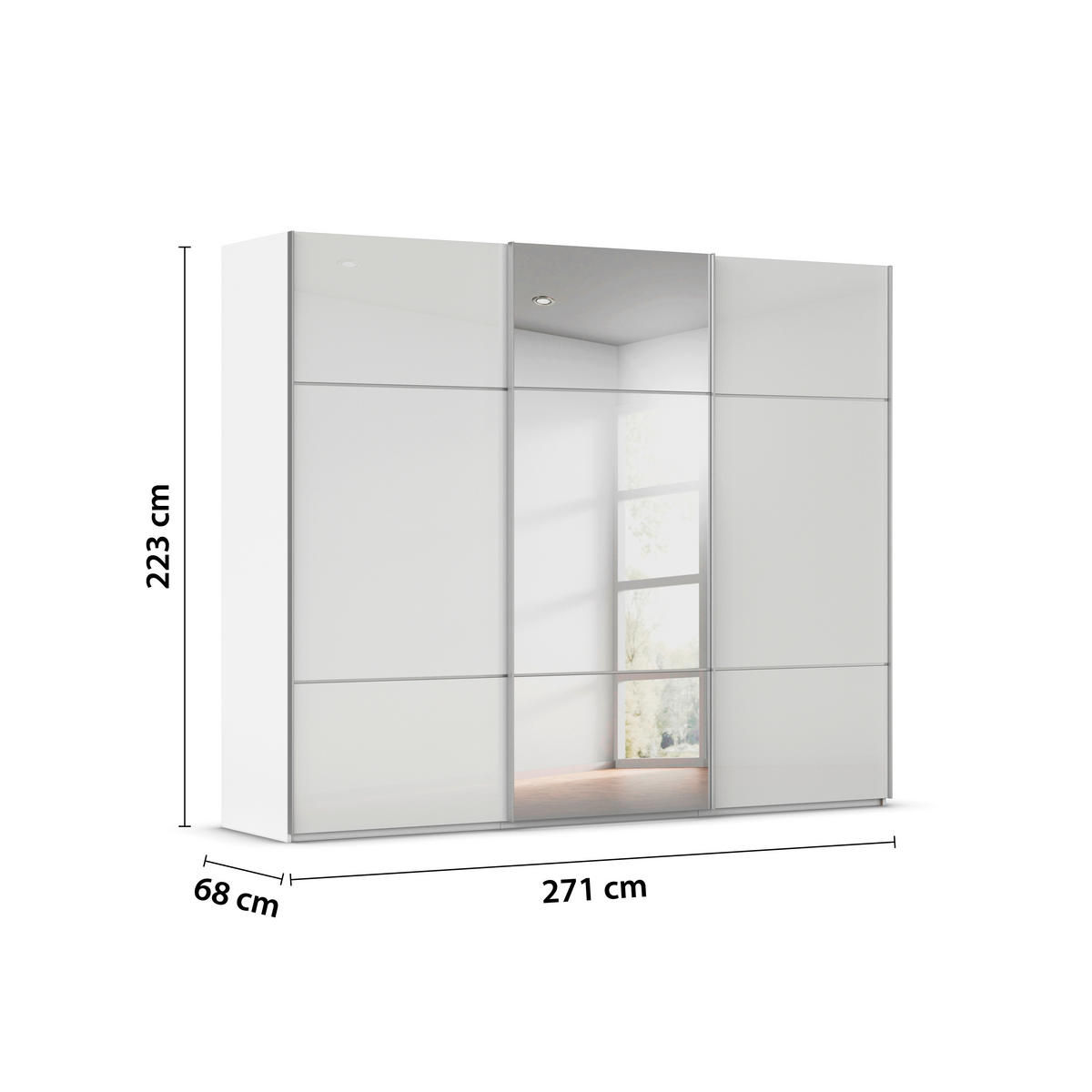 SCHWEBETÜRENSCHRANK in Weiss  - Weiss/Alufarben, Konventionell, Glas/Holzwerkstoff (271/223/68cm) - Novel
