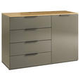 KOMMODE Galaverna, 119,5/80,5/44,4 cm, 4 Schublade(n)  - Grau Hochglanz/Anthrazit, Design, Holzwerkstoff (119,5/80,5/44,4cm) - Carryhome