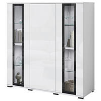 HIGHBOARD  in 120/121,9/39,5 cm  - Weiß Hochglanz/Schwarz, Design, Glas/Holzwerkstoff (120/121,9/39,5cm) - Livetastic