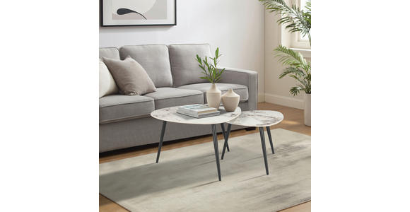 COUCHTISCHSET Freiform Schwarz, Weiß - Schwarz/Weiß, Basics, Keramik/Metall (84/45,5/77cm) - Xora