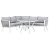 LOUNGEGARNITUR Aluminium  - Weiß/Grau, KONVENTIONELL, Textil/Metall - Gardenson