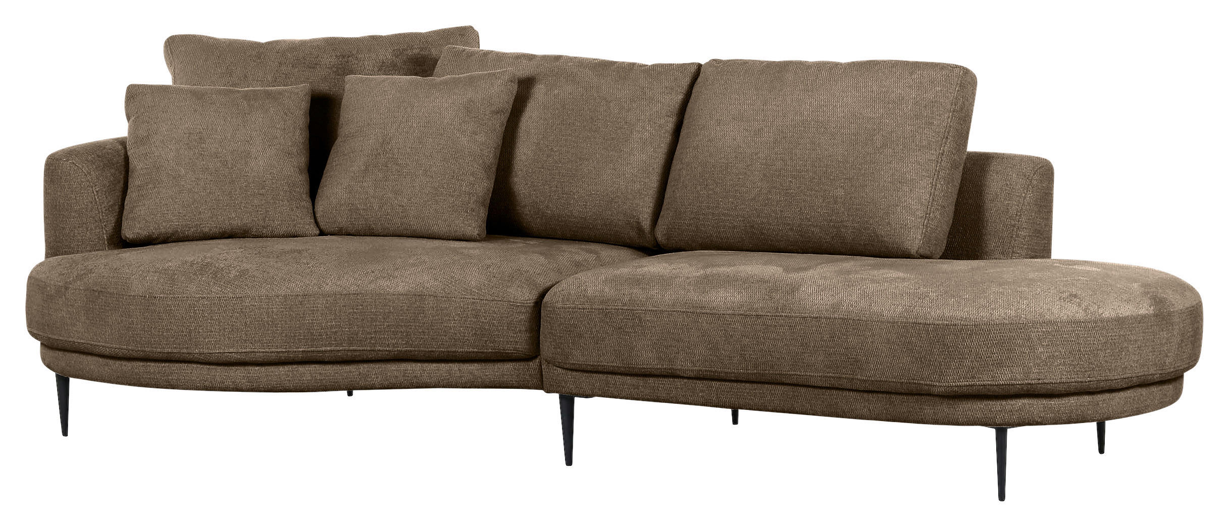 ECKSOFA in Chenille Braun  - Schwarz/Braun, Konventionell, Textil/Metall (140/275cm) - Carryhome