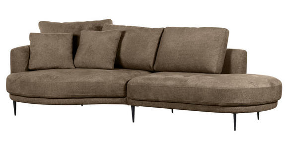 ECKSOFA Braun Chenille  - Schwarz/Braun, KONVENTIONELL, Textil/Metall (140/275cm) - Carryhome