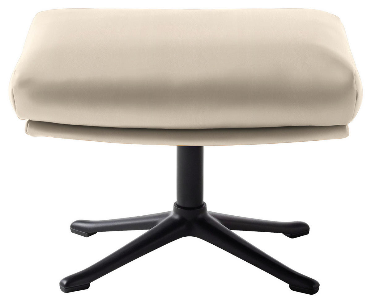 HOCKER in Leder Hellgrau  - Hellgrau/Schwarz, Design, Leder/Metall (54/41/41cm) - home24