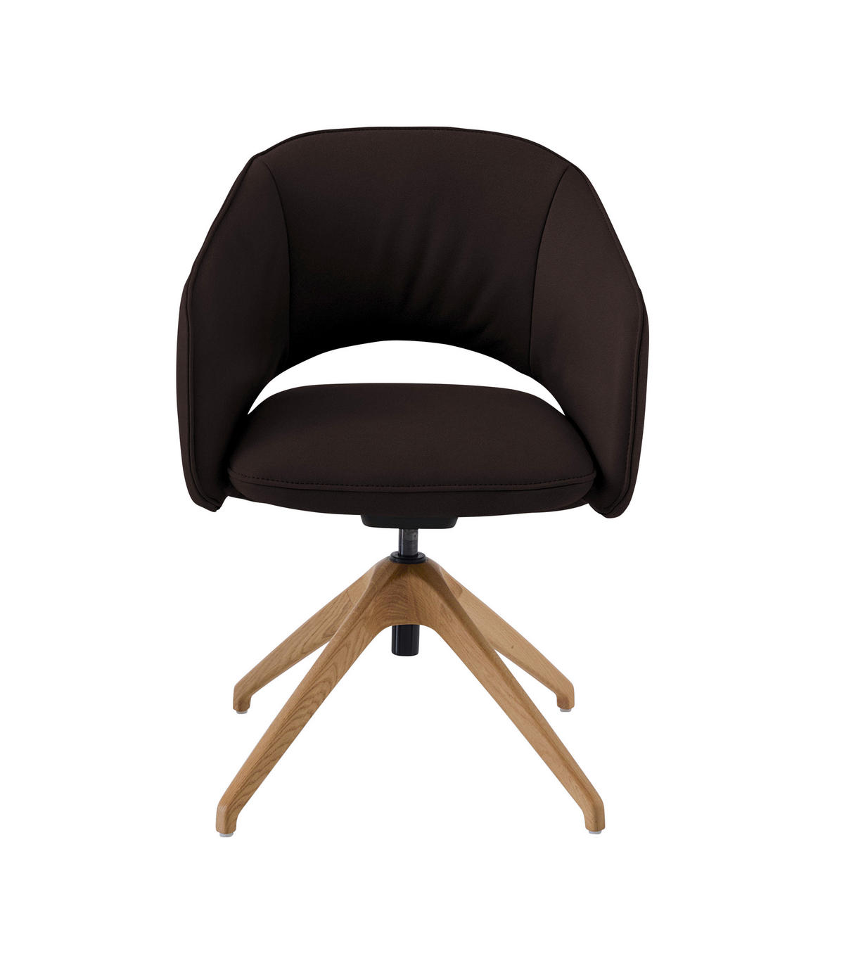 ARMLEHNSTUHL  in Echtleder naturbelassen  - Schwarzbraun/Wildeiche, Design, Leder/Holz (63/74-90/57-73cm) - Koinor