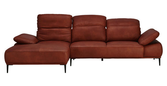 WOHNLANDSCHAFT in Leder Braun - Schwarz/Braun, Natur, Leder/Metall (182/288cm) - Valnatura