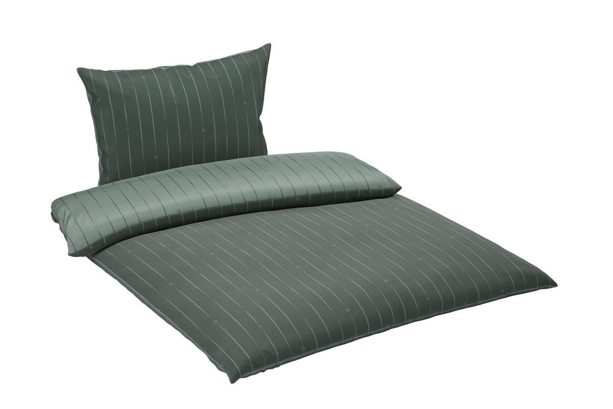 BETTWÄSCHESET STRIPES DK Satin 200/210 cm  65 cm/100 cm  - Grün, Design, Textil (200/210cm) - Dieter Knoll