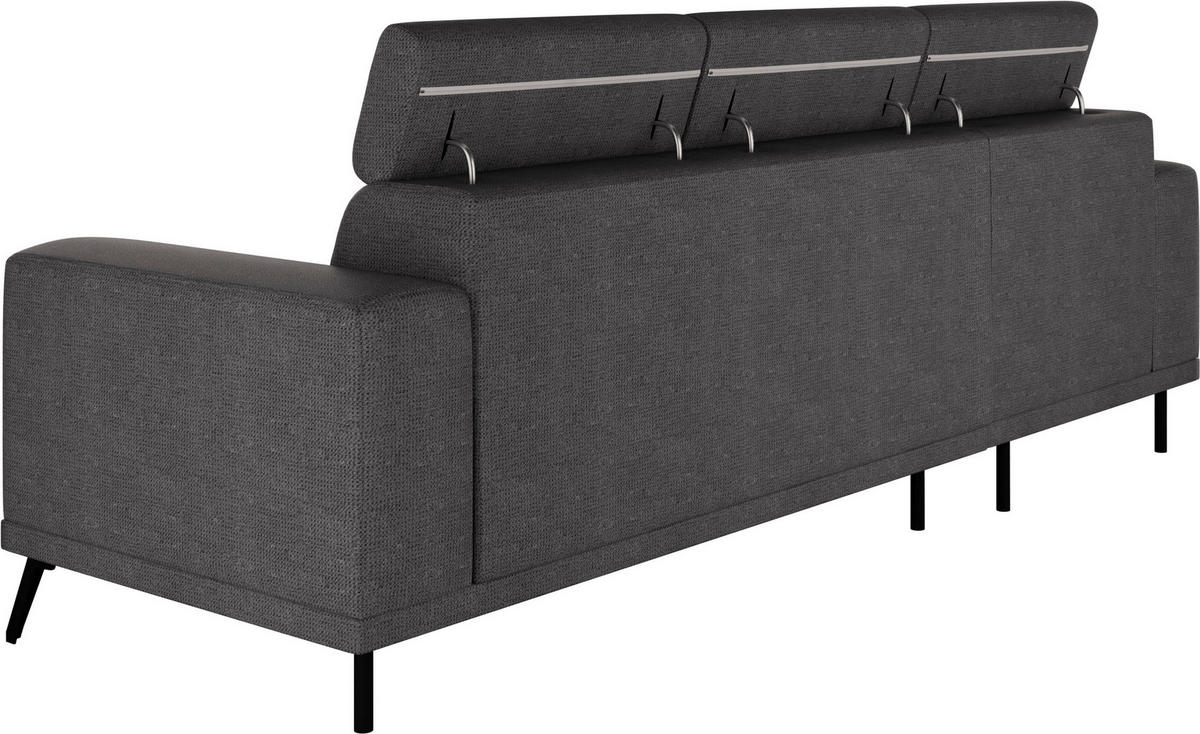ECKSOFA Anthrazit Chenille  - Anthrazit/Schwarz, KONVENTIONELL, Textil/Metall (178/264cm) - Hom`in