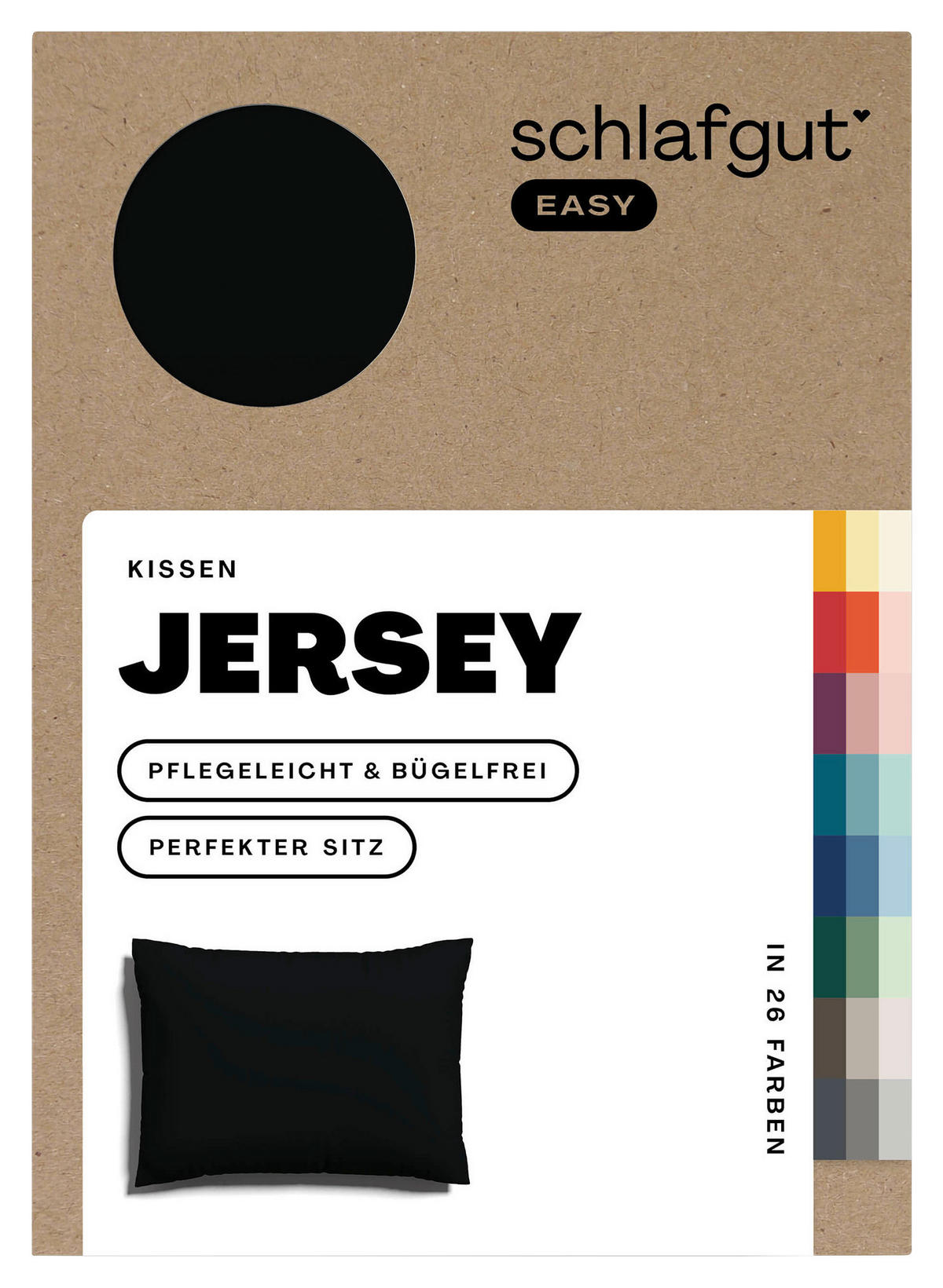 KISSENHÜLLE EASY JERSEY 40/60 cm  - Schwarz, Basics, Textil (40/60cm) - Schlafgut
