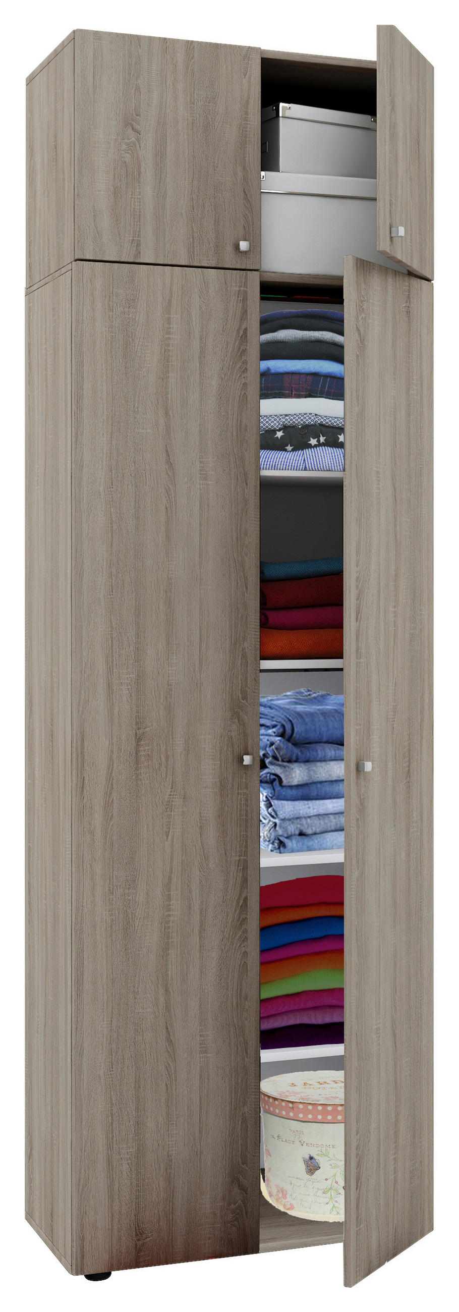 MEHRZWECKSCHRANK 70/218/39 cm  in Sonoma Eiche  - Silberfarben/Schwarz, MODERN, Holzwerkstoff/Kunststoff (70/218/39cm) - MID.YOU