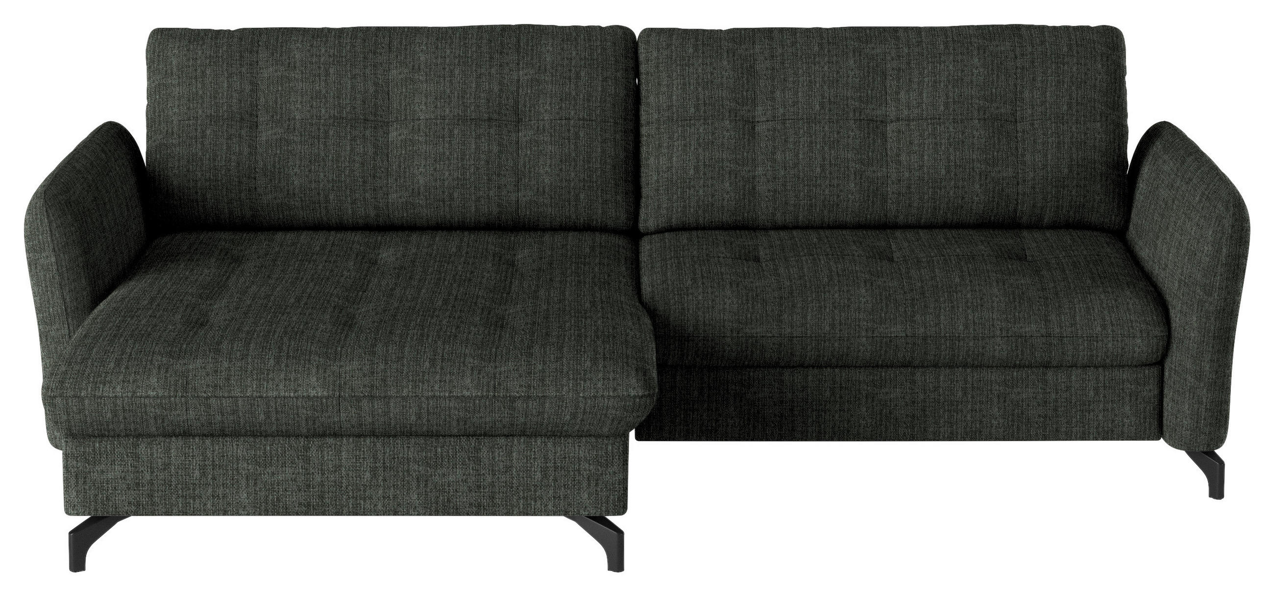 ECKSOFA Dunkelgrün Flachgewebe, Leinenoptik  - Dunkelgrün/Schwarz, Design, Textil/Metall (170/242cm) - Xora