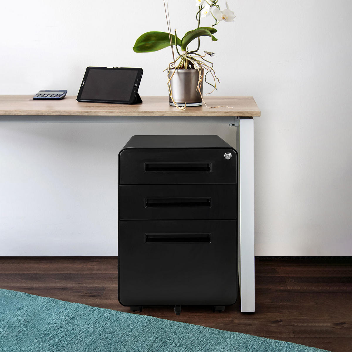 ROLLCONTAINER Schwarz  - Schwarz, MODERN, Kunststoff/Metall (40/60/50cm) - MID.YOU