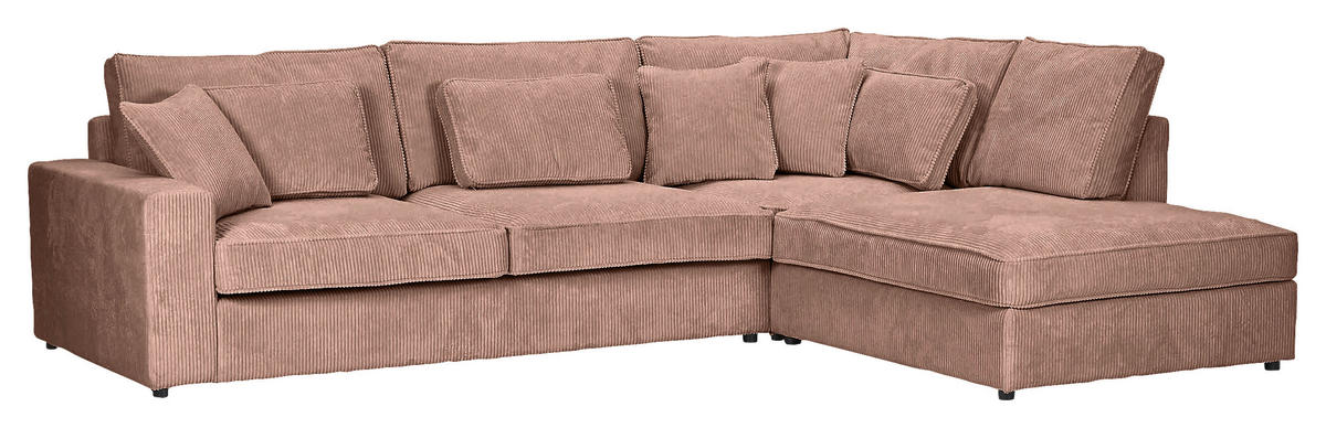 ECKSOFA Rosa Cord Zierkissen, Rückenkissen, Rücken echt  - Schwarz/Rosa, MODERN, Kunststoff/Textil (307/228cm) - Carryhome