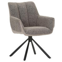 ARMLEHNSTUHL  Wippfunktion, Sitzfläche 360° drehbar, automatische Rückholfunktion Chenille, Mikrofaser  Taupe  - Taupe/Schwarz, Design, Textil/Metall (62/87/64cm) - Novel