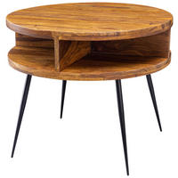 COUCHTISCH 60/60/50 cm Sheesham massiv rund Sheeshamfarben  - Sheeshamfarben/Schwarz, MODERN, Holz/Metall (60/60/50cm) - MID.YOU