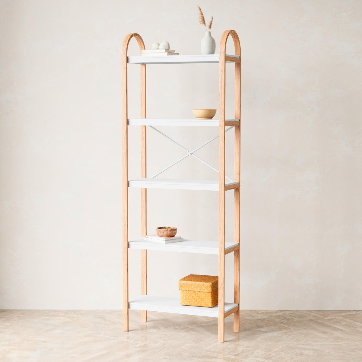 REGAL 61/170/26 cm naravne barve, bela  - barva oreha/bela, Basics, les (61/170/26cm) - Umbra