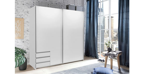 SCHWEBETÜRENSCHRANK in Weiß - Alufarben/Weiß, Design, Holzwerkstoff/Metall (179/198/64cm) - Carryhome
