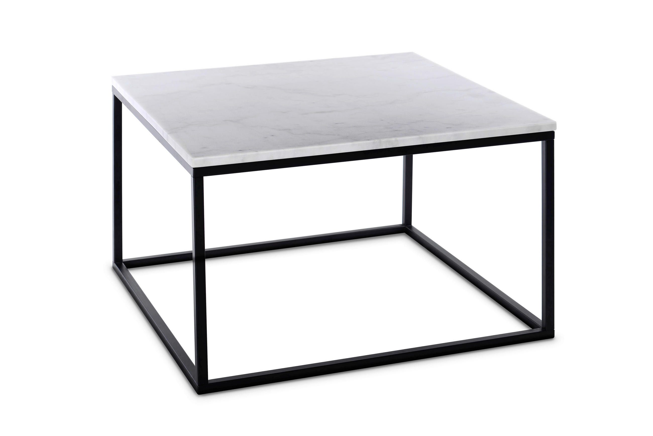 COUCHTISCH 75/75/48 cm quadratisch Schwarz, Weiß  - Schwarz/Weiß, Design, Stein/Metall (75/75/48cm) - MID.YOU