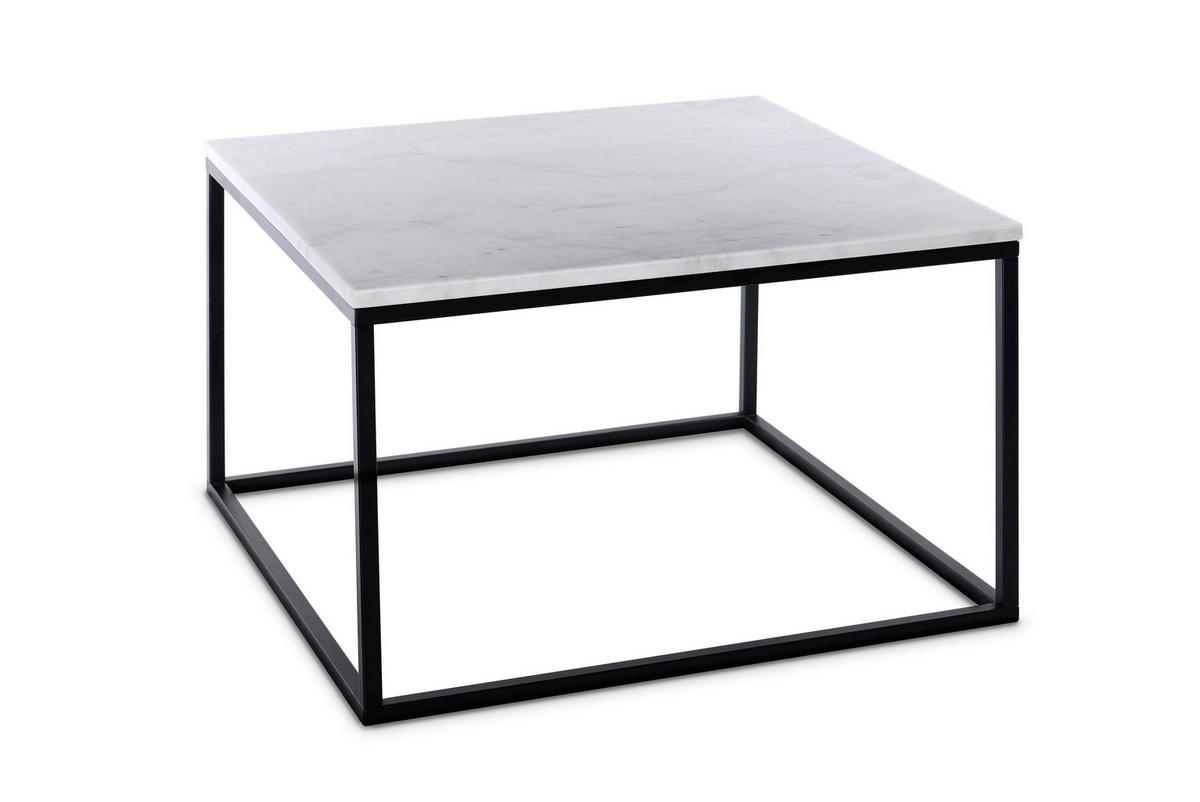 COUCHTISCH 75/75/48 cm quadratisch Schwarz, Weiß  - Schwarz/Weiß, Design, Stein/Metall (75/75/48cm) - MID.YOU