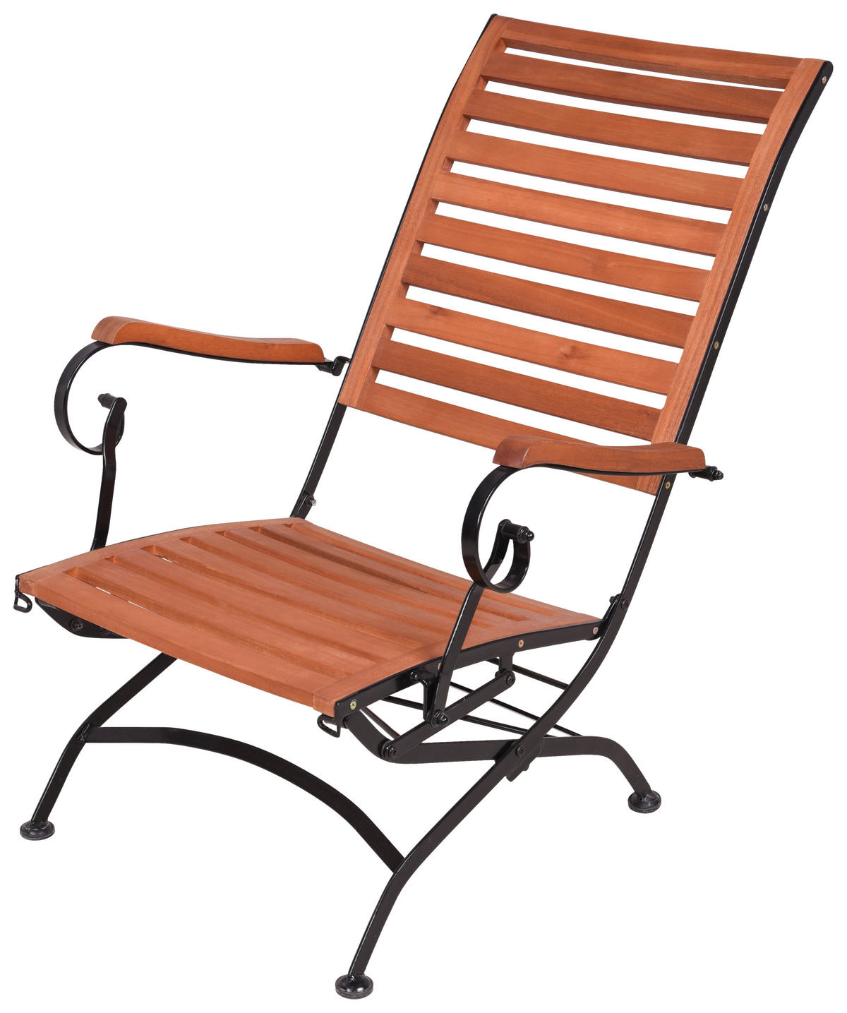 DECKCHAIR 62/89/136 cm Eukalyptusholz  - Schwarz/Braun, MODERN, Holz/Metall (62/89/136cm) - Gardenson