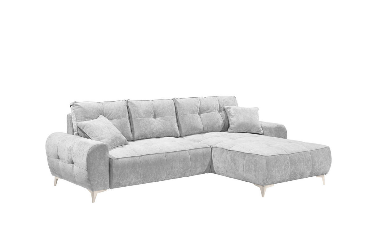 ECKSOFA Webstoff Silberfarben  - Kaschmir/Silberfarben, Modern, Kunststoff/Textil (284/191cm) - MID.YOU