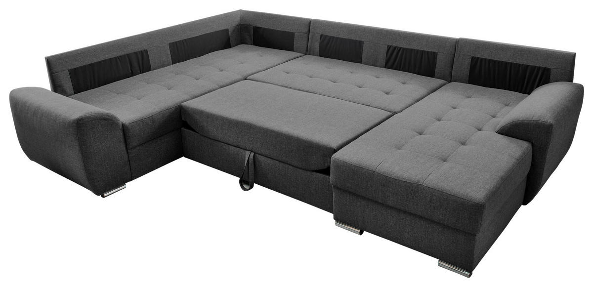 SJEDEĆA GARNITURA tekstil  siva   - siva/crna, Konvencionalno, tekstil/metal (218/292/156cm) - Livetastic