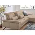 ECKSOFA Rivello in Echtleder Hellbraun Kopfteilverstellung  328/193 cm  - Hellbraun/Schwarz, Design, Leder/Metall (328/193cm) - Dieter Knoll