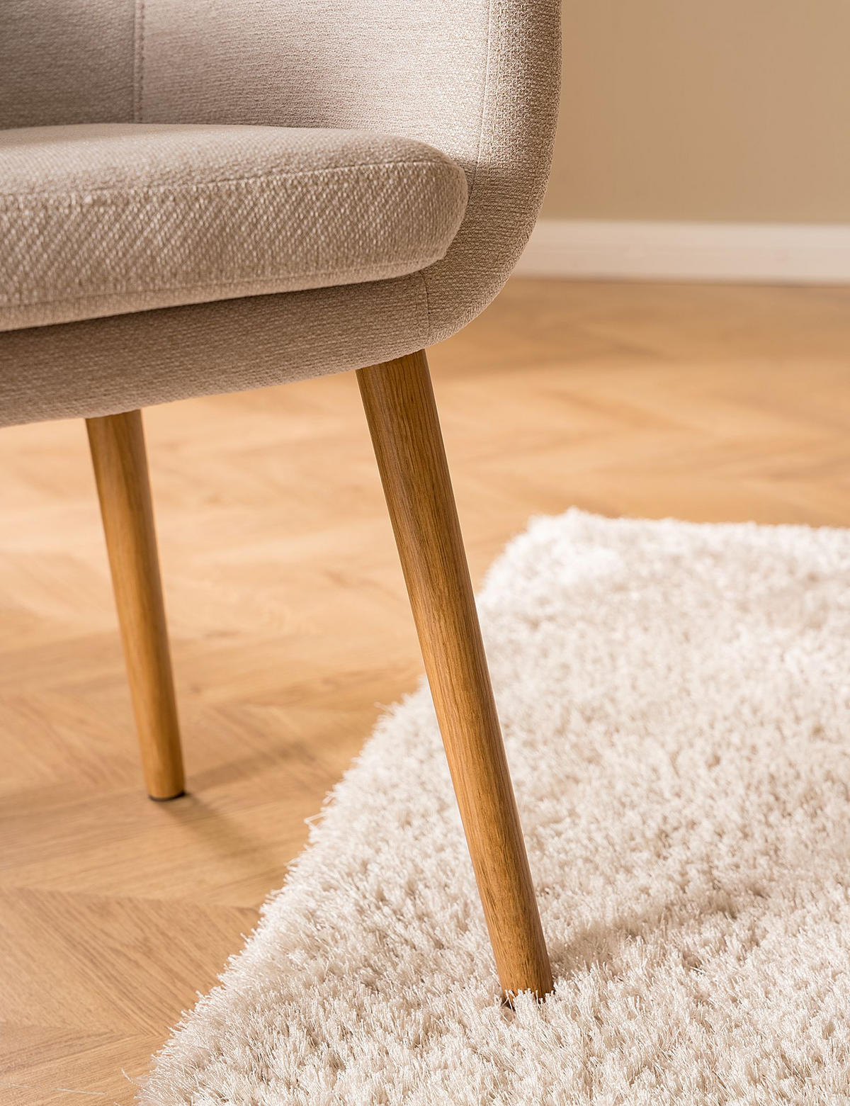 ARMLEHNSTUHL  in Webstoff  - Eichefarben/Beige, MODERN, Holz/Textil (58/84/58cm) - home24