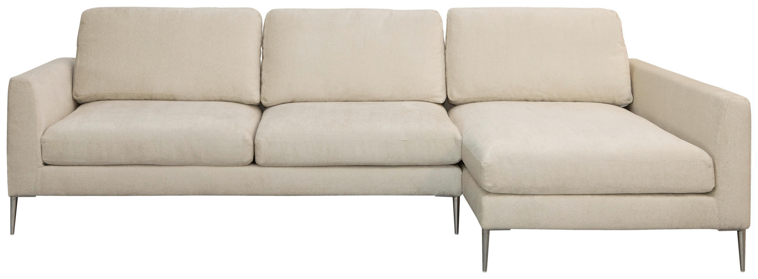ECKSOFA Beige Chenille  - Beige/Silberfarben, KONVENTIONELL, Textil/Metall (284/143cm) - Carryhome