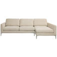 ECKSOFA Beige Chenille  - Beige/Silberfarben, KONVENTIONELL, Textil/Metall (284/143cm) - Carryhome