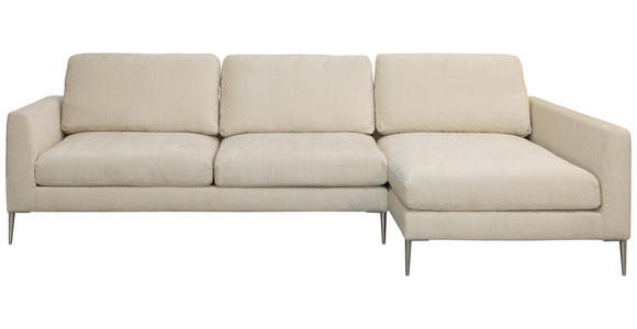 ECKSOFA Beige Chenille - Beige/Silberfarben, KONVENTIONELL, Textil/Metall (284/143cm) - Carryhome
