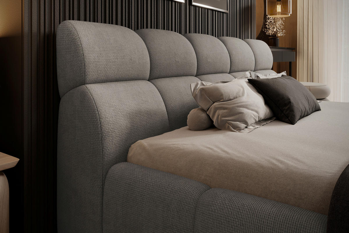 POLSTERBETT 180/200 cm  Hellbraun  - Hellbraun/Schwarz, Design, Kunststoff/Textil (180/200cm) - Esposa