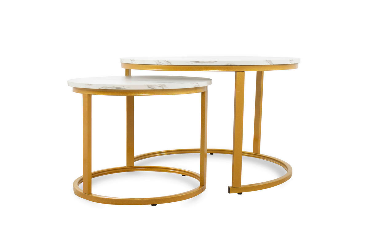 SET KLUB STOLIĆA višebojno, bijela, zlatne boje  metal, drvni materijal  - bijela/višebojno, Design, drvni materijal/metal (50-70/50-70/38-45cm) - MID.YOU
