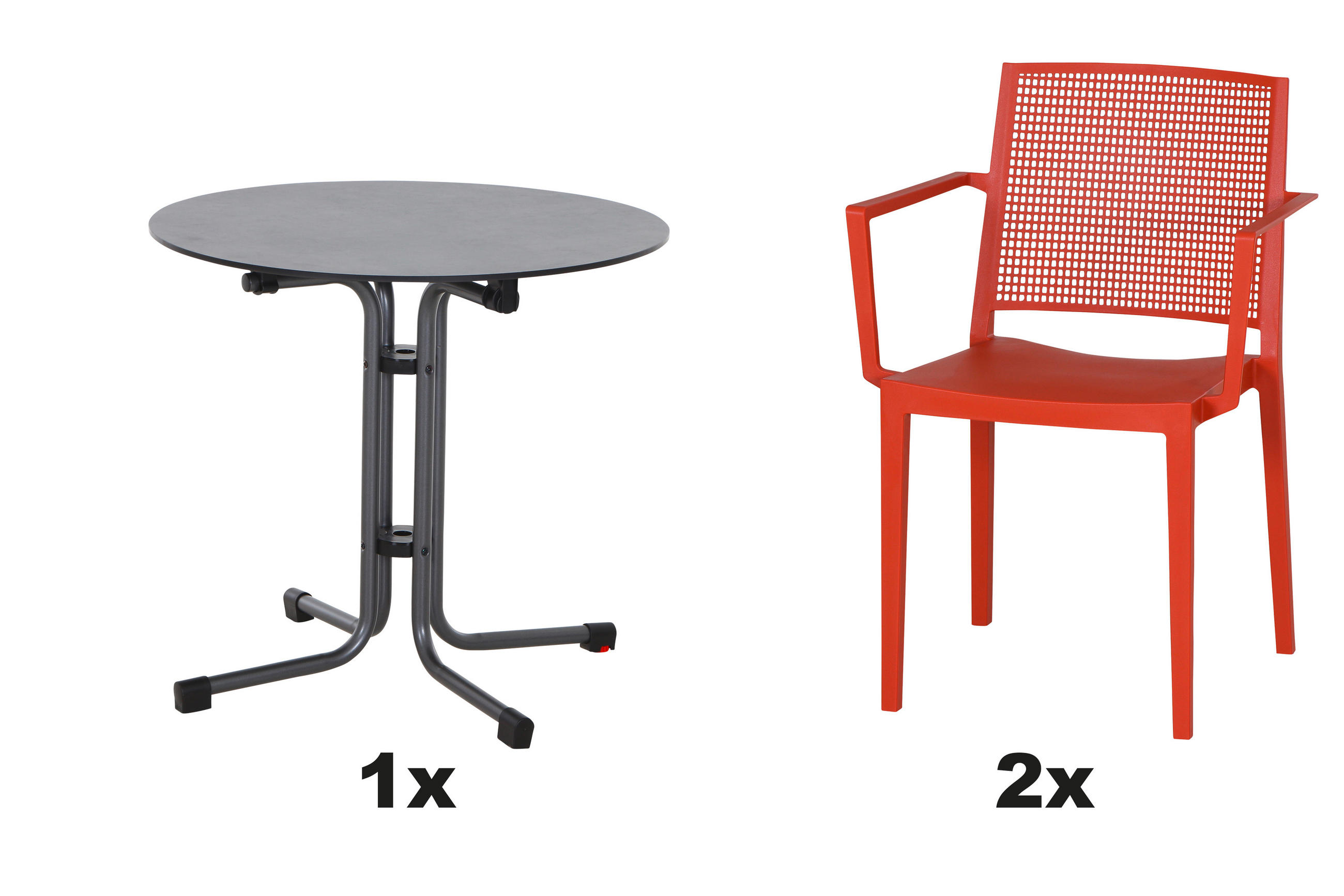 GARTENGARNITUR 3-teilig  - Rot, Basics, Holzwerkstoff/Kunststoff (80/80/80cm) - Siena Garden