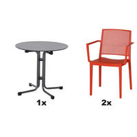 GARTENGARNITUR 3-teilig Stahl  - Rot, Basics, Kunststoff/Metall (80/80/80cm) - Siena Garden
