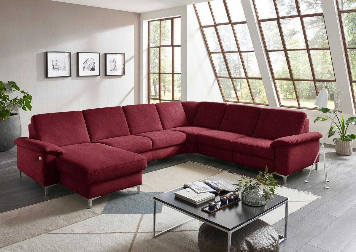 WOHNLANDSCHAFT in Chenille Rot  - Rot/Alufarben, Design, Textil/Metall (170/333/265cm) - Dieter Knoll