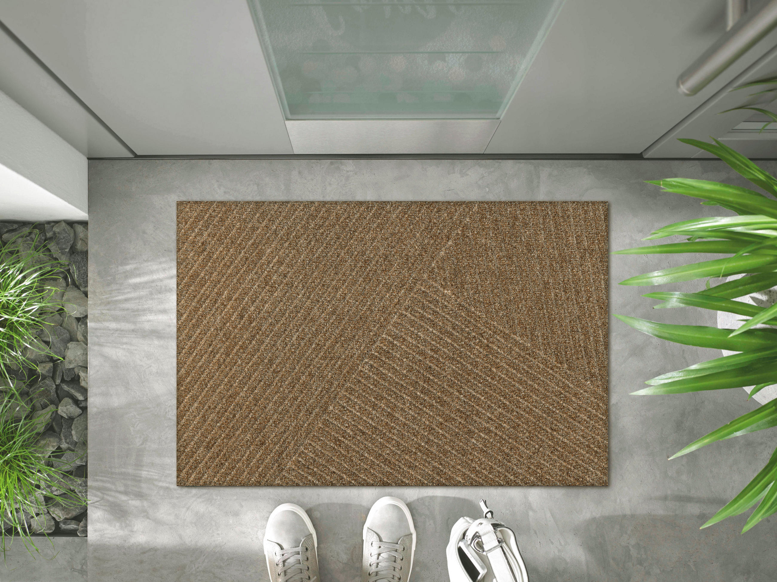 DVEŘNÍ ROHOŽKA, 60/90 cm, šedohnědá - šedohnědá, Konvenční, textil/plast (60/90cm) - Esposa