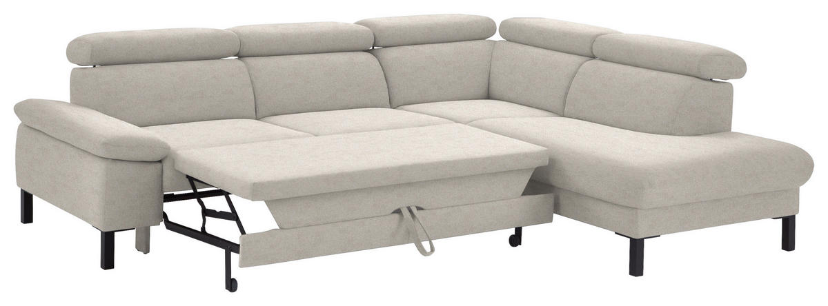 ECKSOFA in Flachgewebe Beige  - Beige/Schwarz, Design, Holzwerkstoff/Textil (272/217cm) - Pure Home Comfort