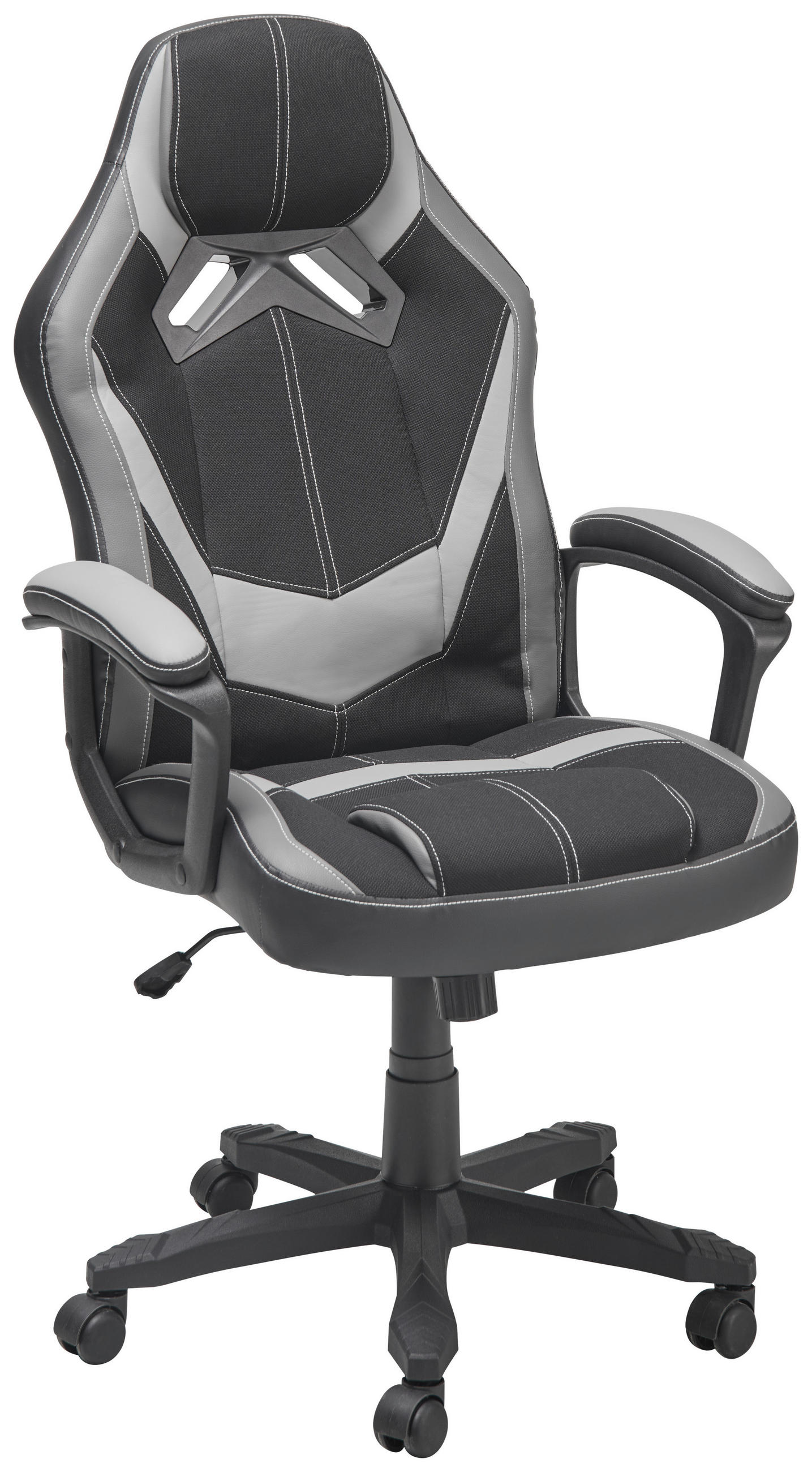 GAMINGSTUHL Grau, Schwarz Metall, Kunststoff, Textil   - Schwarz/Grau, LIFESTYLE, Kunststoff/Textil (64,5/112-122/69cm) - Livetastic