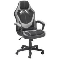 GAMINGSTUHL  in Lederlook, Mikrofaser Grau, Schwarz  - Schwarz/Grau, Lifestyle, Kunststoff/Textil (64,5/112-122/69cm) - Livetastic