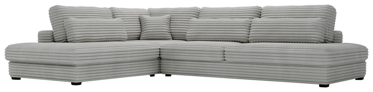 ECKSOFA in Cord, Plüsch Grau  - Schwarz/Grau, Design, Kunststoff/Textil (244/332cm) - Livetastic