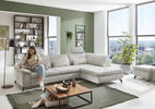 ECKSOFA Ecru Cord, Velours  - Ecru/Schwarz, Design, Textil/Metall (197/291cm) - Beldomo Style