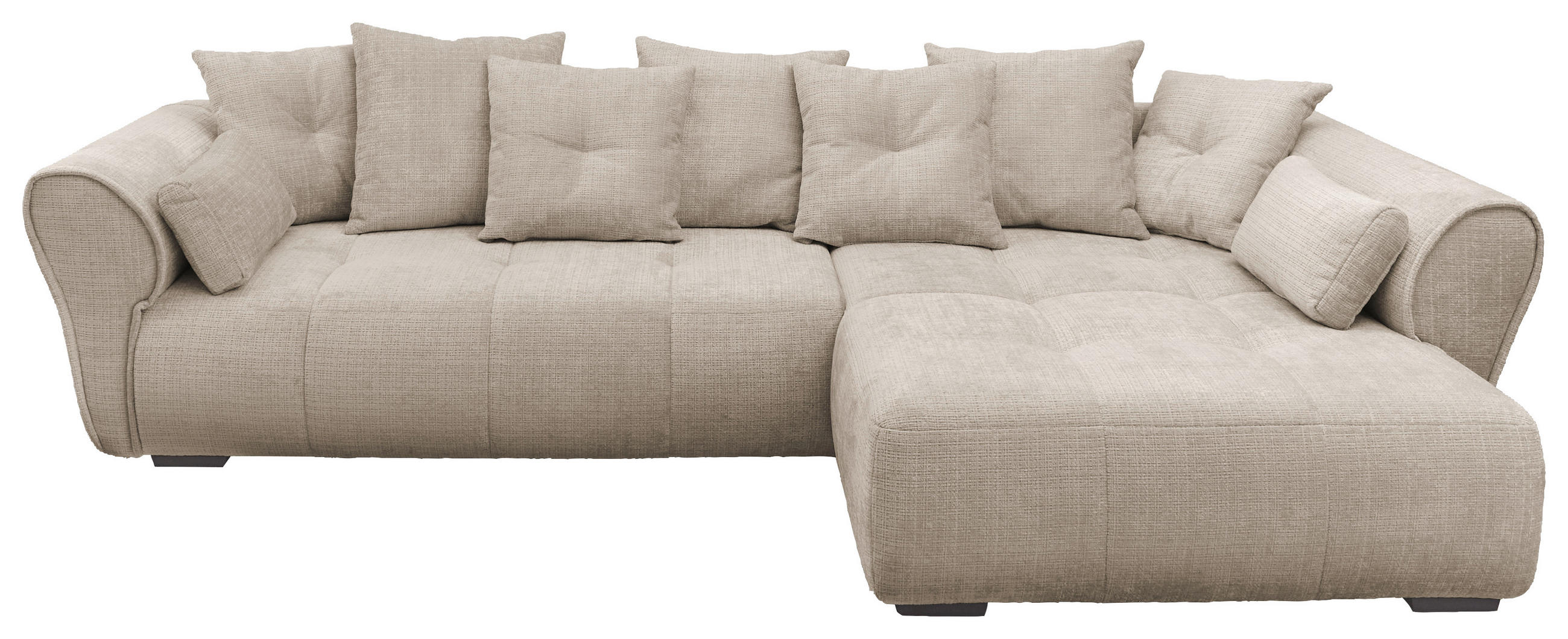 ECKSOFA Taupe Chenille  - Taupe/Schwarz, KONVENTIONELL, Kunststoff/Textil (330/197cm) - MID.YOU