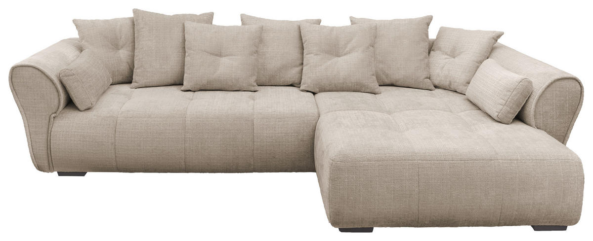 ECKSOFA in Chenille Taupe  - Taupe/Schwarz, Konventionell, Kunststoff/Textil (330/197cm) - MID.YOU